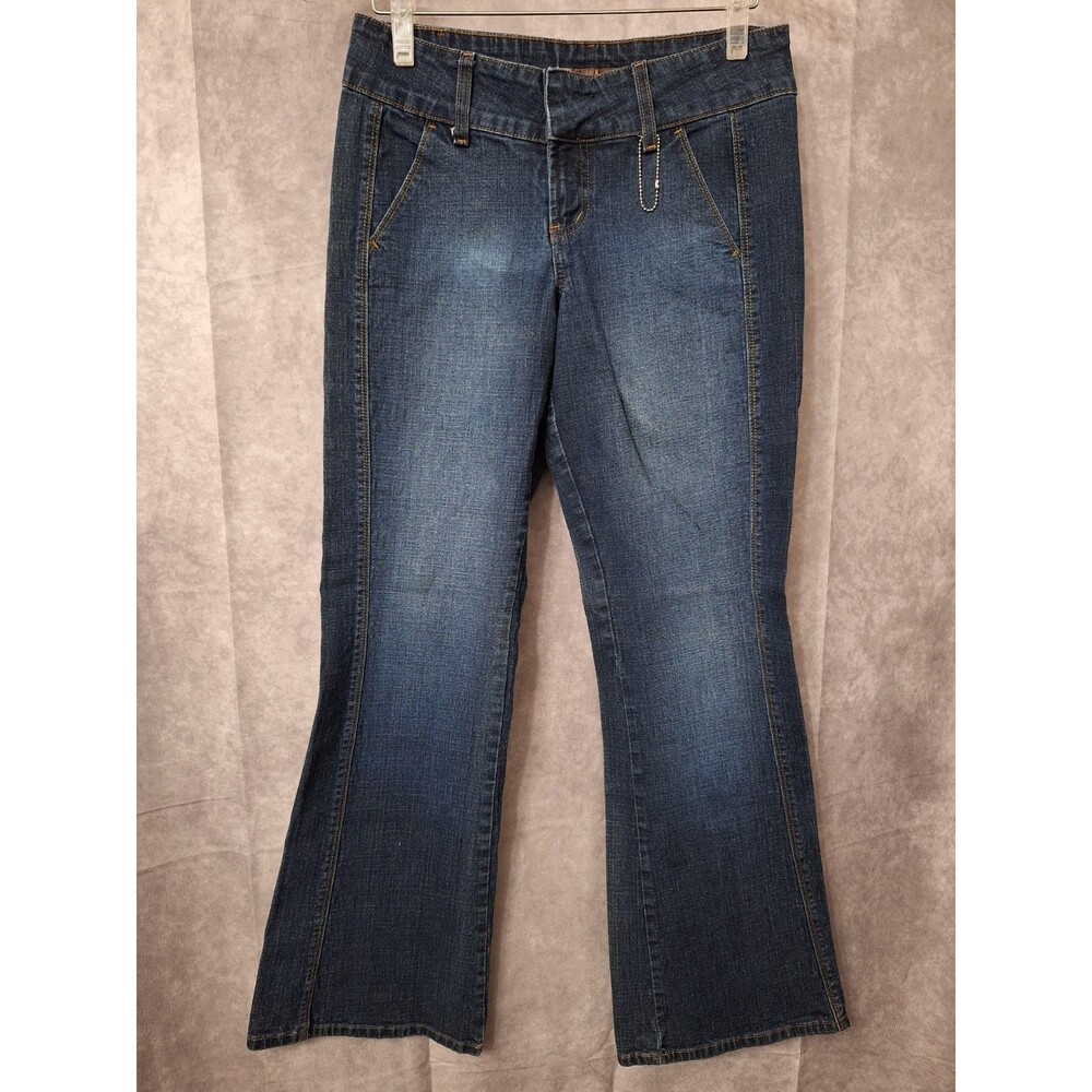 L.E.I. Y2K Rave Low Rise Flared Wide Leg Jeans Women's Sz 11 Bareback Boho Chic